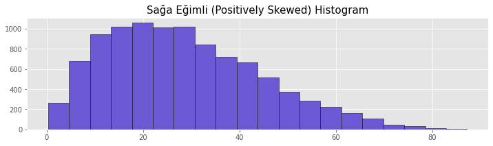 Sağa Eğimli Histogram, Sağa Çarpık Histogram, Positively Skewed Histogram Örneği