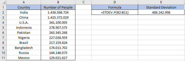 excelde standart sapma hesaplama çalışma örneği