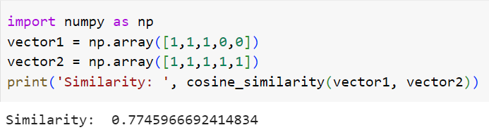 Python koduyla kosinüs benzerliği hesaplama örneği