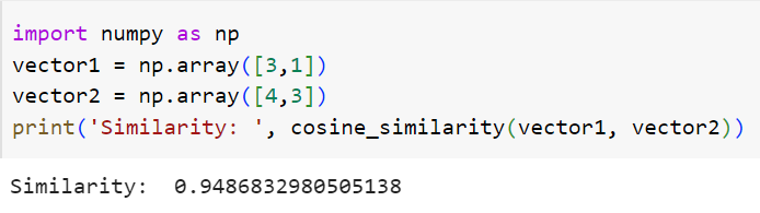 Python koduyla kosinüs benzerliği hesaplama kodu