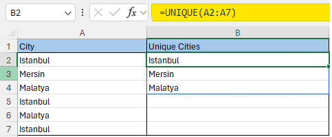 What is unique formula? How to use unique formula in excel?